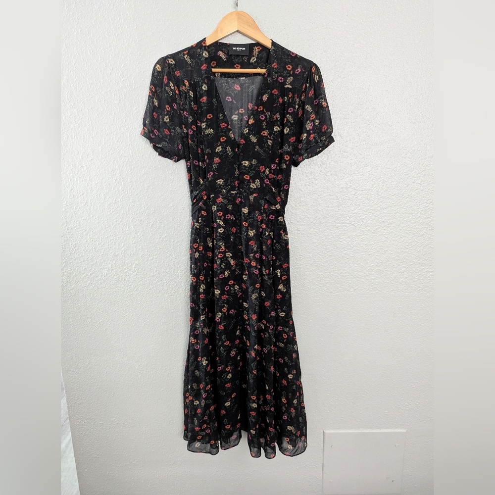 The Kooples Black Floral Midi Dress